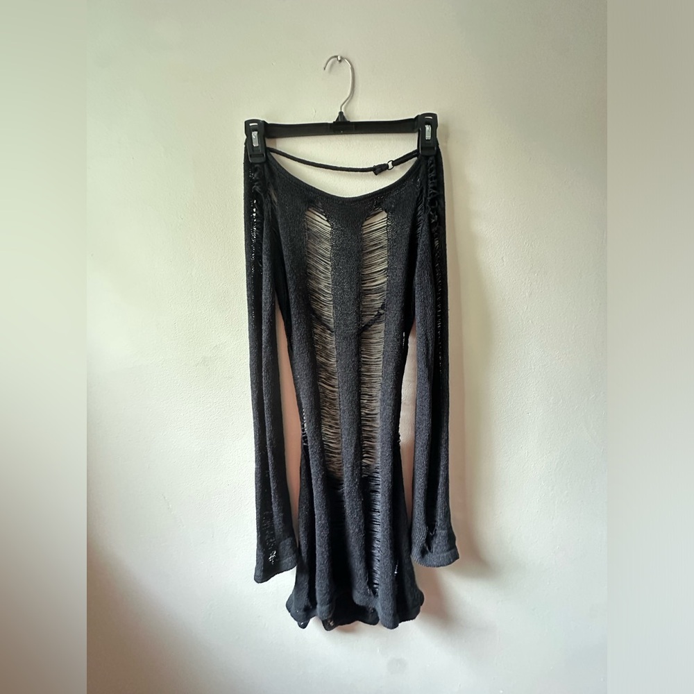 Jaded London Black Umbra Shredded Mini Dress